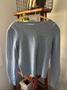 Sundance 100% Casmere Pale Blue Scoop Neck Sweater